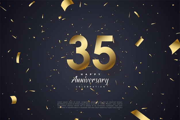 35° Anniversario con numeri e lamina d'oro