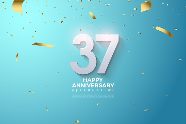 37 ° anniversario con numeri 3d ombreggiati