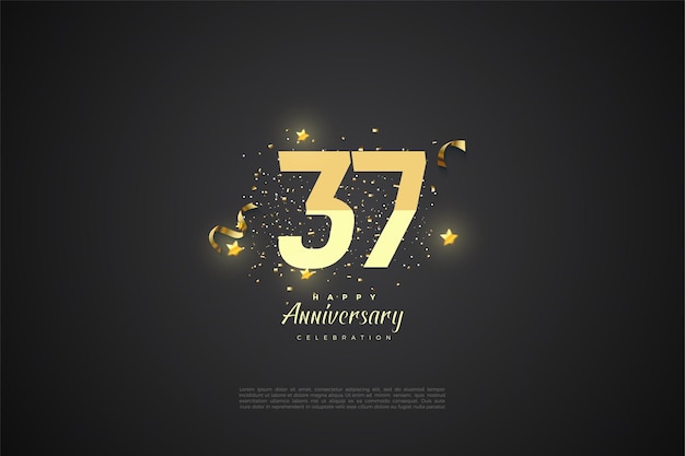 37 ° anniversario con numeri graduati e stelle