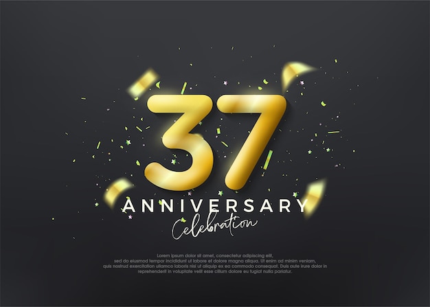 37° anniversario numeri oro sfondo vettoriale di lusso premium vettoriale premium per manifesto banner celebrazione saluto