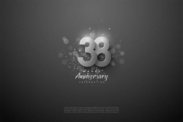 38° anniversario con illustrazione di figure d'argento sovrapposte