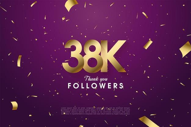 38k follower con illustrazione di numeri impilati sottili.