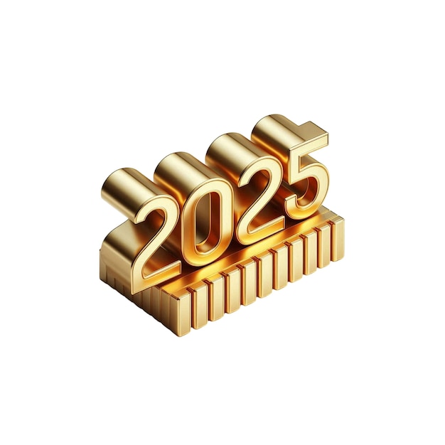 3d 2025 Testo d'oro Vettore di illustrazione