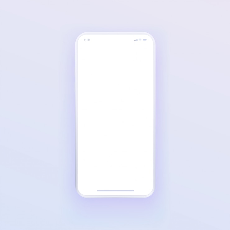 Vettore 3d come smartphone con schermo bianco vuoto con morbida ombra