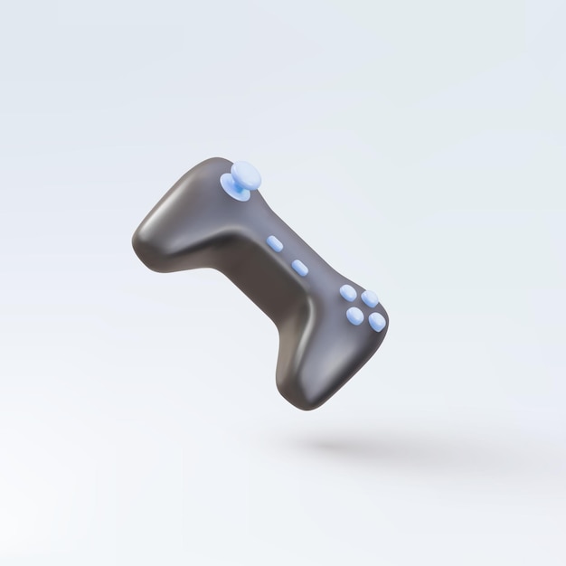 3d Gamepad nero realistico isolato su sfondo blu