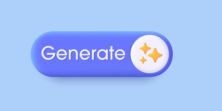 Vettore 3d generative ai button ai generates minimal toggle switch artificial intelligence technology and deep learning ai enters by command prompt to generate ideas trendy and modern vector in 3d style