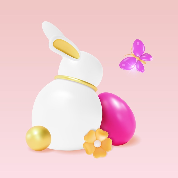 Vettore 3d happy easter concept plasticine vector in stile cartone animato