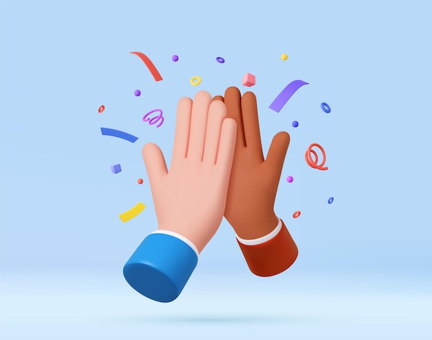 3d High Five Hands con i confetti