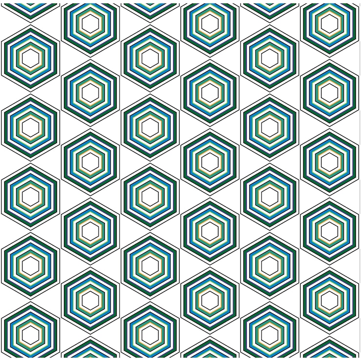 Vettore 3d modello esagonale multicolore senza cuciture vettoriale geometrico orientale sfondo a cintura esagonale etnica