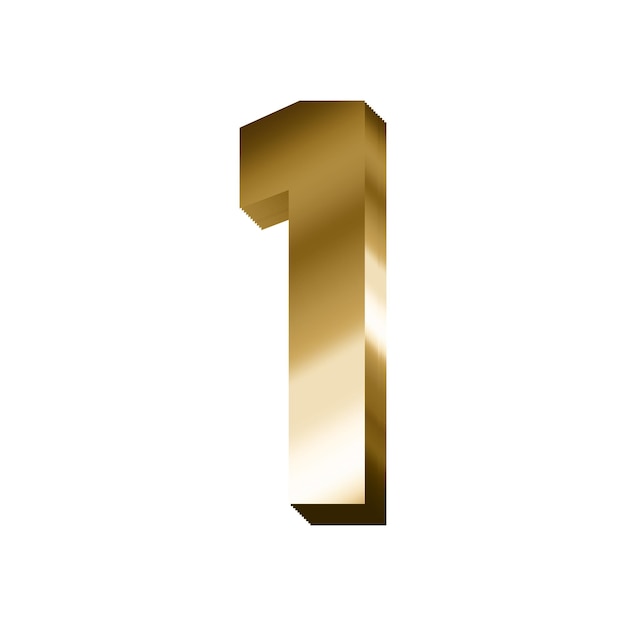 3d oro numero 1 vettore eps con sfondo trasparente
