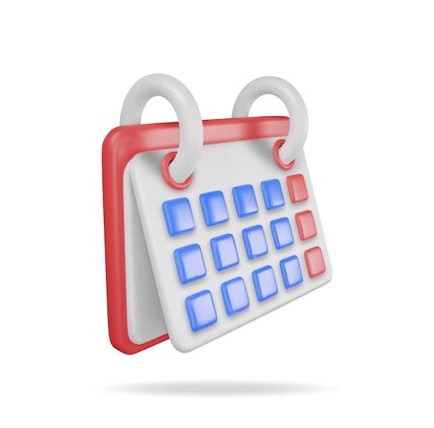 3D Paper Spiral Wall Calendar Isolated Render Calendar Icon Schedule Appointment Organizer Timesheet Data importante Concetto di gestione del tempo Illustrazione vettoriale minima