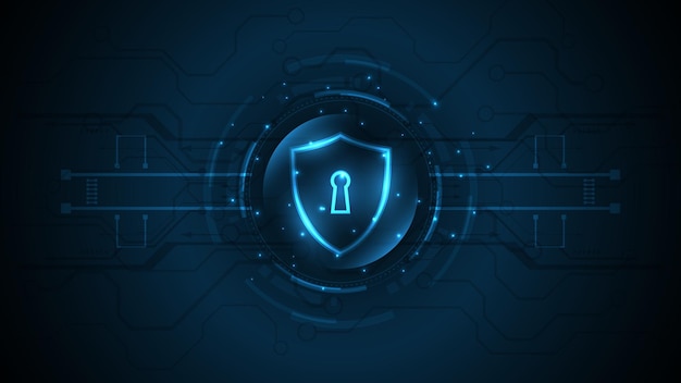 3D Protected Guard scudo concetto di sicurezza Sicurezza cyber digitale Il fondo astratto di tecnologia protegge il concetto di innovazione del sistema illustrazione vettoriale