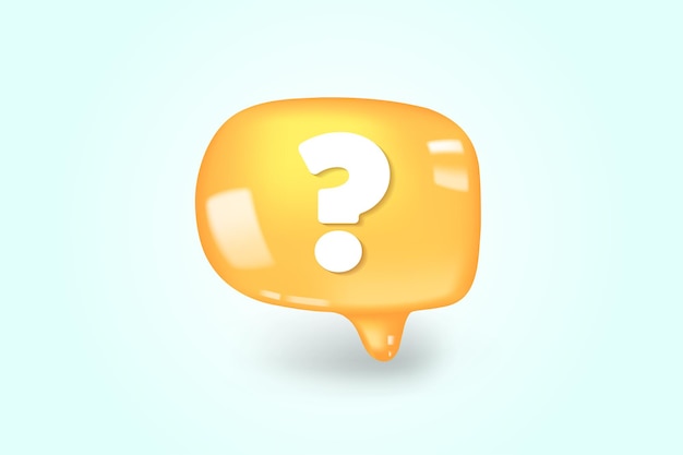 3d rendering icona faq punto interrogativo con bolla chat