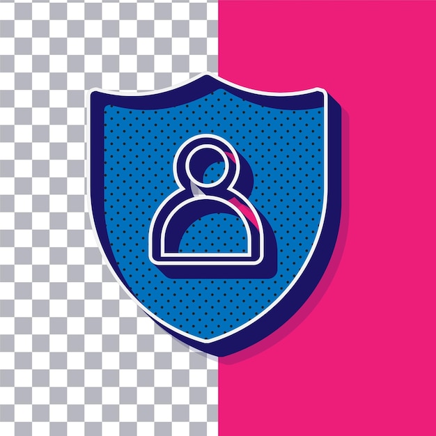 3D Retro Playful Blue Dot User Protection Shield Icon su sfondo rosa regolabile