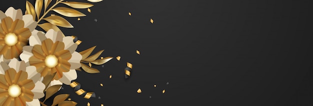 3d Sfondo floreale oro di lusso