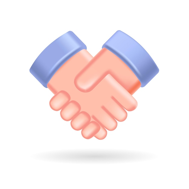 3D stringe la mano al concetto di accordi di partnership un accordo di successo Illustrazione di tendenza isolata su uno sfondo bianco di mani tridimensionali che stringono la mano Grafica vettoriale