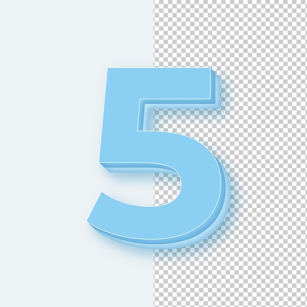 3D tonalità blu chiaro numero 5 icona con sfondo modificabile