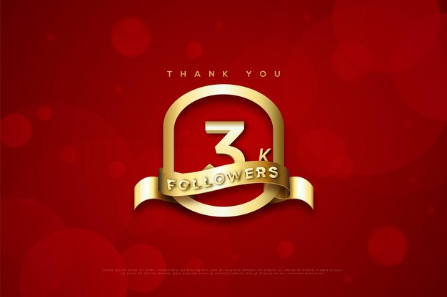 3k follower con cornice ovale in oro 3d.