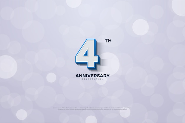 4 ° anniversario con numero tridimensionale e ombreggiato.