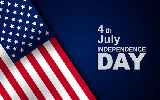 4 luglio con la bandiera degli Stati Uniti Giorno dell'Indipendenza Banner illustrazione vettoriale