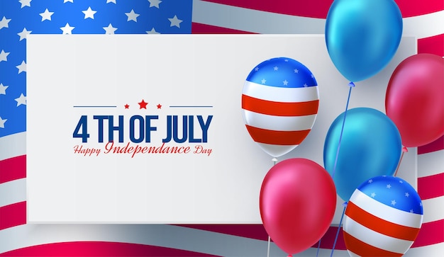 4 luglio felice festa dell'indipendenza in carta bianca su sfondo bandiera americana