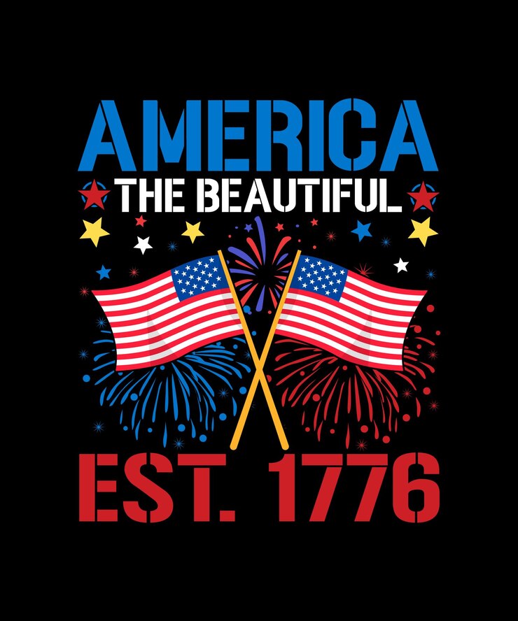 4 luglio Tshirt Independence Day America la bella est 1776