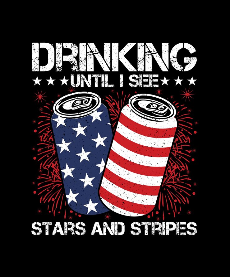4 luglio Tshirt Independence Day Bere fino a quando non vedo stelle e strisce