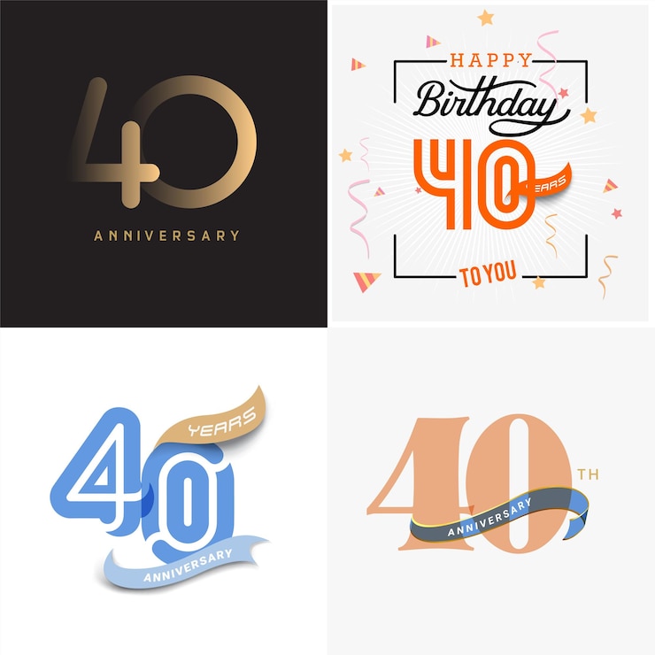 Vettore 40 anni anniversario vettore numero icona compleanno logo etichetta anniversario design