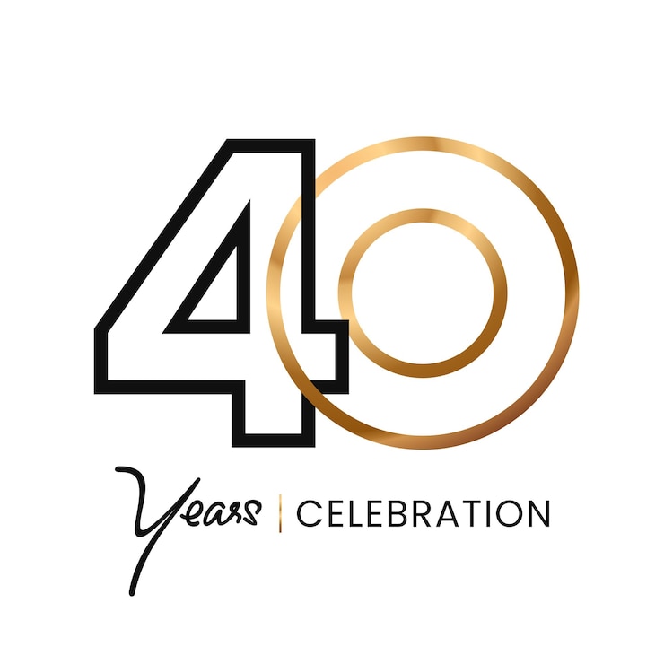 Vettore 40 anni celebrazione linea minimalista logo dorato astratto design anniversario stile di lusso vettore