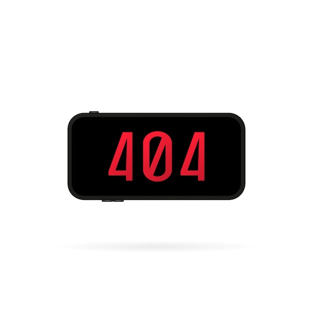 404 segno sull'illustrazione dello schermo dello smartphone. Pagina di errore o concetto di file non trovato. Per pagine web, banner, social media, documenti, cartoline, poster. Vettore su sfondo bianco isolato. ENV 10.