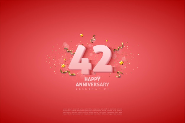 42 ° anniversario con illustrazione di numeri bianchi morbidi
