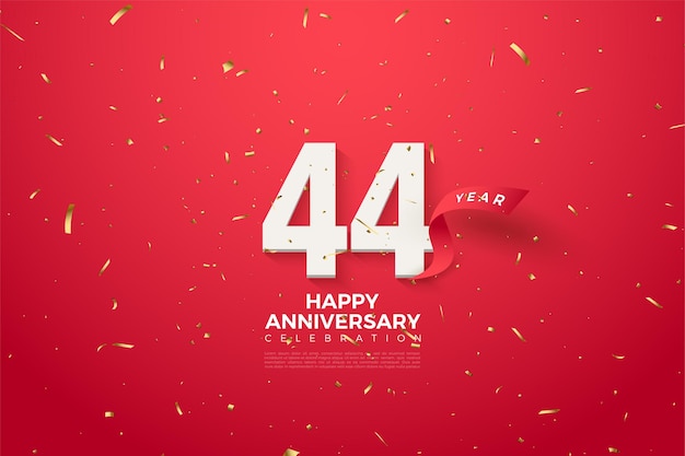 44° anniversario con numeri e nastro rosso