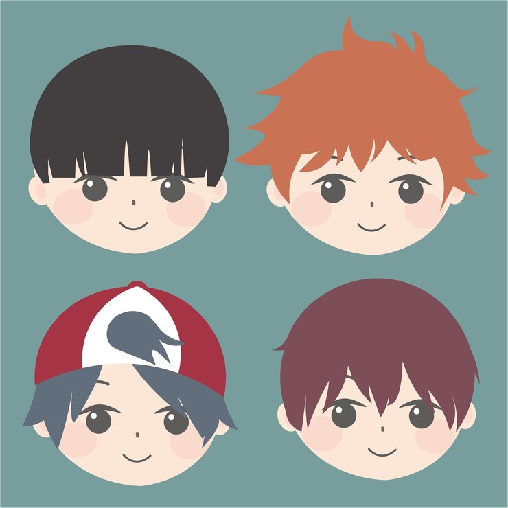 44_quattro diversi set di capelli per ragazzi anime