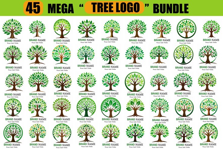 Vettore 45 mega tree logos bundle
