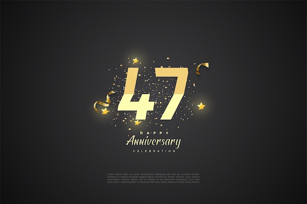 47 ° anniversario con illustrazione di numeri graduati