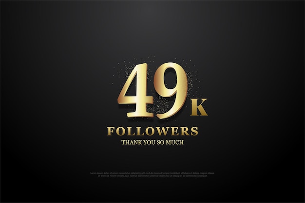 49k follower con illustrazione del numero color oro curvo