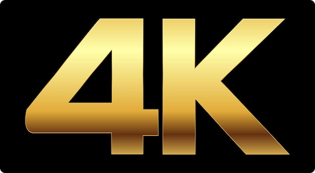 4K ad alta risoluzione segnale d'oro risoluzione video icona d'oro 4K simbolo di logotipo 4K ultra HD