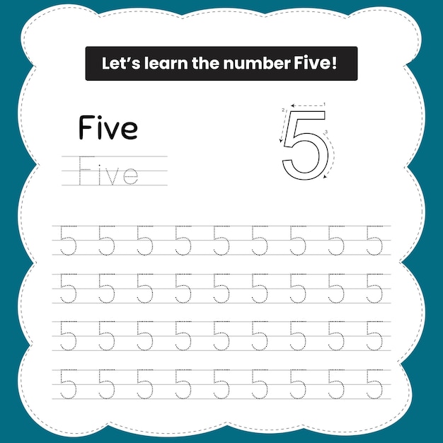 5 foglio di lavoro di pratica per la tracciabilità dei numeri