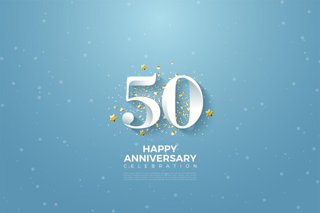 50 ° anniversario con l'illustrazione della priorità bassa del cielo