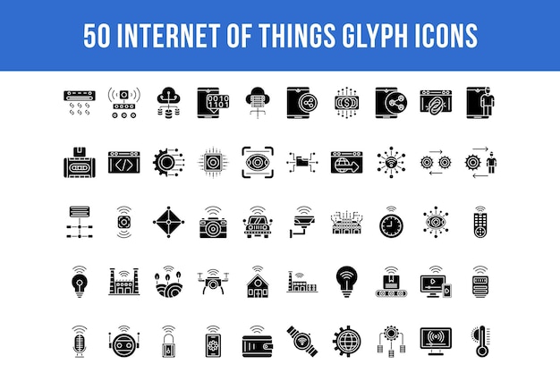 50 icone del glifo di Internet delle cose
