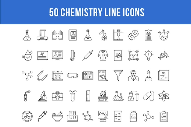 50 icone della linea chimica