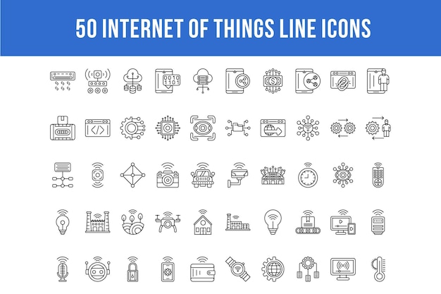 50 icone della linea Internet delle cose