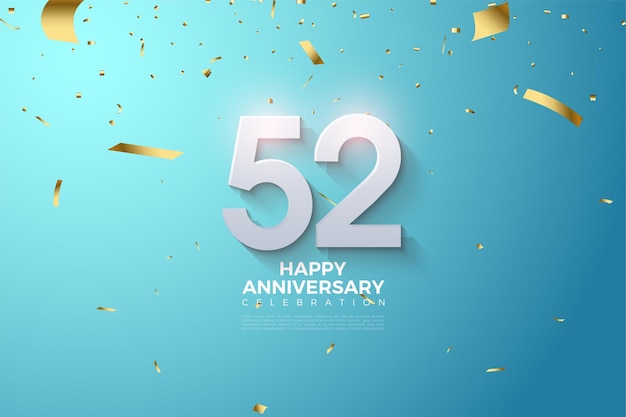 52° anniversario con numeri 3d ombreggiati