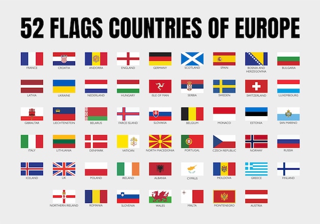52 Bandiere dei paesi europei
