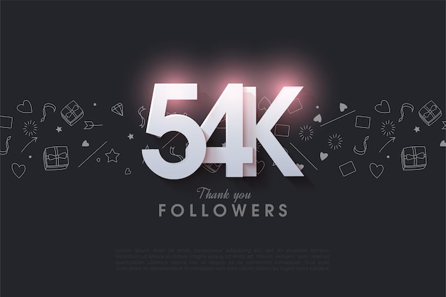 54k follower con illustrazione effetto luce viola.