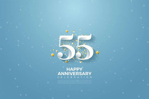 55° anniversario con sfondo stellato d'oro lucido