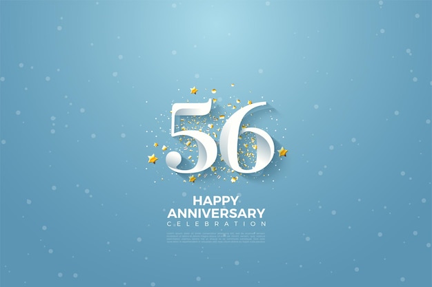 56° anniversario con numeri su sfondo azzurro