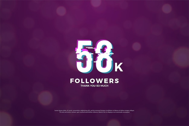 58.000 follower con disegno di illustrazione numerica digitale vettore premium