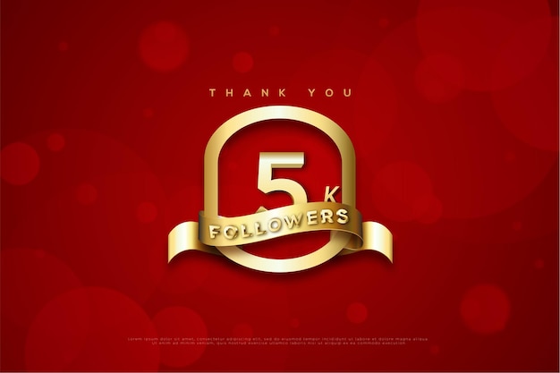 5k follower con combinazione rosso e oro.