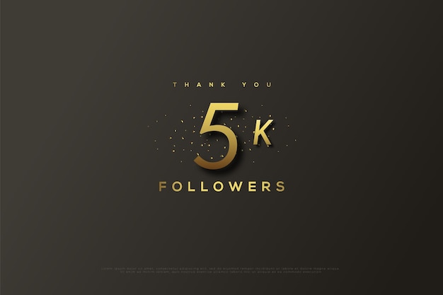 5k follower con glitter celebrativi spruzzano lo sfondo.